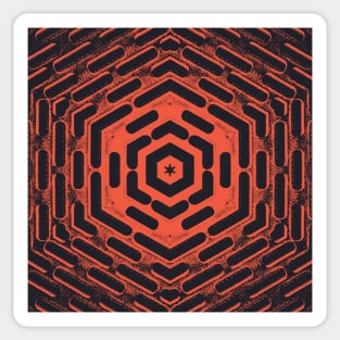 vivid orange gold and black kaleidoscopic hexagonal design Sticker